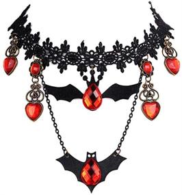 img 1 attached to 🦇 Retro Halloween Necklace: Vampire Blood Bat Lace Choker for Scary Halloween Party - Perfect Women's Gothic Lolita Pendant, Decorations, and Gifts!