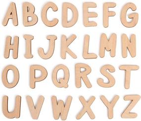 img 2 attached to 🔠 52 Piece Wooden Craft Letters Set + Double Sided Tape - Natural Wood Alphabet Capital Letters - Cutout Wooden Letters for Home Decor and Kids Learning - Paintable Letters