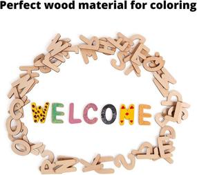 img 1 attached to 🔠 52 Piece Wooden Craft Letters Set + Double Sided Tape - Natural Wood Alphabet Capital Letters - Cutout Wooden Letters for Home Decor and Kids Learning - Paintable Letters