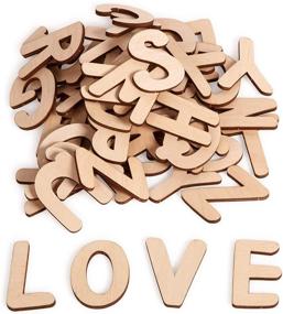 img 4 attached to 🔠 52 Piece Wooden Craft Letters Set + Double Sided Tape - Natural Wood Alphabet Capital Letters - Cutout Wooden Letters for Home Decor and Kids Learning - Paintable Letters