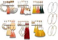 🎁 39-piece set of fashion tassel earrings for women and girls - gold dangle earrings, hoop stud earrings - perfect gift logo