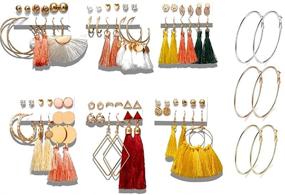 img 4 attached to 🎁 39-Piece Set of Fashion Tassel Earrings for Women and Girls - Gold Dangle Earrings, Hoop Stud Earrings - Perfect Gift