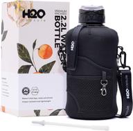 h2o capsule 2.2l half gallon water bottle: bpa free, large and reusable - jet black logo