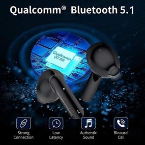 img 1 attached to 🎧 Bluetooth 5.1 Wireless Earbuds | 24H Playtime | HiFi Stereo | Noise Cancelling Earphones | Built-in Mic | Touch Control | iPhone/Samsung/Android/Apple AirPods Compatible