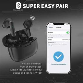 img 3 attached to 🎧 Bluetooth 5.1 Wireless Earbuds | 24H Playtime | HiFi Stereo | Noise Cancelling Earphones | Built-in Mic | Touch Control | iPhone/Samsung/Android/Apple AirPods Compatible