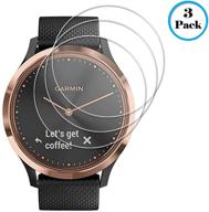 защитное стекло для дисплея garmin vivomove hr - 3 штуки, закаленное, полное покрытие, 2,5d, твердость 9h, антицарапинное, беспузырчатое защитное покрытие для часов. логотип