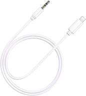 🍎 premium apple mfi certified aux cord for iphone | compatible with iphone 12/11/xs/xr/x | 3.3ft white | supports all ios | for car/home stereo, speaker, headphone logo