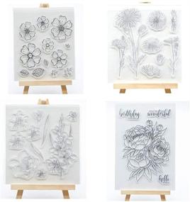 img 1 attached to 🌸 Joyful Home 4pcs/Set Flower Series Clear Stamp: Perfect for Card Making, Scrapbooking, and Decoration