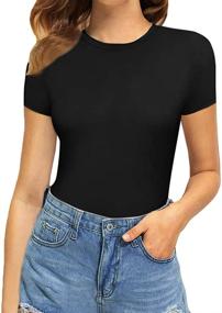 img 3 attached to 👚 Stylish and Comfortable: MANGOPOP Women's Round Neck Short Sleeve T Shirts Basic Bodysuits for Every Occasion