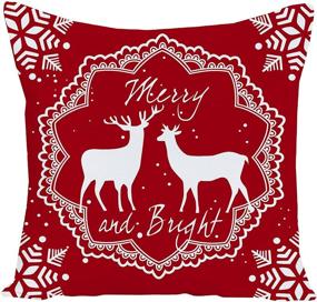 img 1 attached to 🎄 Set of 4 Red Merry Christmas Snowflake Pine Tree Deer Pillow Cover Decorative Throw Pillowcases for Home Sofa – WILPROO Xmas 20X20