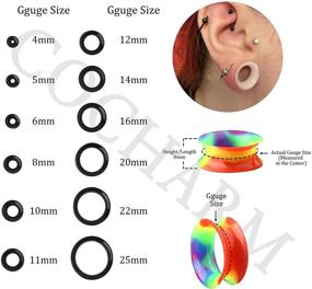 img 1 attached to COCHARM Set of 20 Thin Silicone Ear Plugs Tunnels: 👂 Double Flared, Flexible Tunnel Ear Stretching Plug Gauge for Body Piercing Jewelry