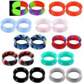 img 4 attached to COCHARM Set of 20 Thin Silicone Ear Plugs Tunnels: 👂 Double Flared, Flexible Tunnel Ear Stretching Plug Gauge for Body Piercing Jewelry