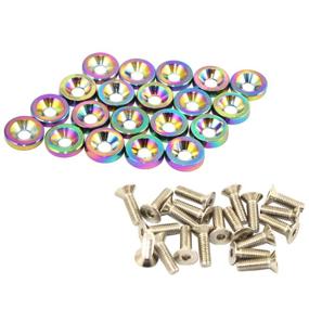 img 4 attached to 🚀 Enhance Your Engine Bay with JDMSPEED's 20 Pc Neo Chrome CNC Billet Aluminum Fender Washer Dress Up Kit