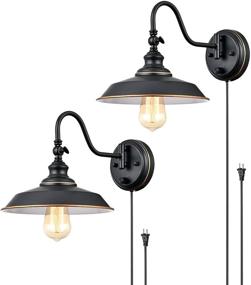 img 4 attached to 🔌 TRLIFE Dimmable Gooseneck Wall Sconces (2 Pack) - Plug in Swing Arm Wall Light with On/Off Switch, Corded E26 Base - UL Listed