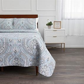 img 1 attached to 🛏️ Pure Melody Collection: High-Quality, Soft, Wrinkle &amp; Fade Resistant, Easy Care, King/California King Oversized Quilt Cover Set with 1 Quilt Set and 2 Shams in Aqua