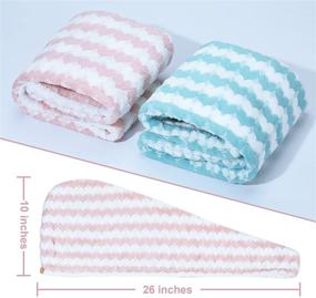 img 1 attached to Super Absorbent Hair Towel - 2 Pack Microfiber Turbans for Women, Quick-Dry Hair Drying Towels with Button Design - 10x26 Inches