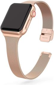 img 4 attached to 👉 SWEES Замена из узкой тонкой нержавеющей стали для iWatch Серия 7 6 5 4 3 2 1 SE Женские: Черный Шампанское Серебро Розовое Золото - 41мм 38мм 40мм 42мм 44мм 45мм Совместимо