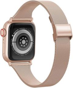 img 1 attached to 👉 SWEES Замена из узкой тонкой нержавеющей стали для iWatch Серия 7 6 5 4 3 2 1 SE Женские: Черный Шампанское Серебро Розовое Золото - 41мм 38мм 40мм 42мм 44мм 45мм Совместимо