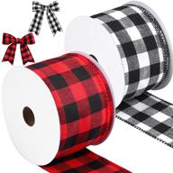 uratot 2 rolls christmas plaid burlap ribbon – ideal for festive gift wrapping, crafts, and decorations logo