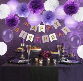 img 3 attached to 🎉 16-Piece Craft Kit: Lavender Purple Themed Tissue Paper Flowers Ball Pom Poms, Mixed Paper Lanterns for Birthday, Baby Shower, Bridal Shower, Wedding Party Decoration