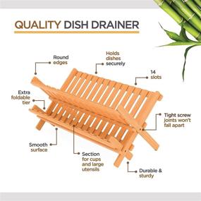 img 2 attached to 🎍 Bamboo 2-Tier Collapsible Dish Drying Rack - Compact & Foldable Kitchen Plate Drainer for Countertop - Space-Saving Storage Solution