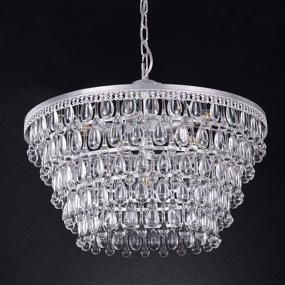 img 2 attached to 💡 20 Inch Crystal Chandeliers with 6 Lights, Adjustable Ceiling Pendant Lights, Modern Hanging Lighting Fixture for Dining Room, Bedroom, Hallway, Bar, Kitchen, Bath - Wellmet Crystal Light, 5 Tiers.