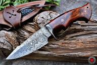 🔪 bigcat - handcrafted hunting knife bushcraft fixed blade knife damascus steel survival knife edc 10'' overall walnut wood with sheath логотип