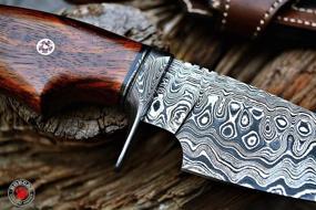 img 3 attached to 🔪 BigCat - Handcrafted Hunting Knife Bushcraft Fixed Blade Knife Damascus Steel Survival Knife EDC 10'' Overall Walnut Wood With Sheath