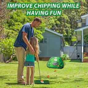 img 2 attached to 🏌️ CLISPEED Golf Mat Chipping Net - Collapsible 3 Hole Cornhole Game Set for Adults & Kids Summer Backyard Lawn Outdoor Activities (Style 2) - Portable and SEO-Optimized