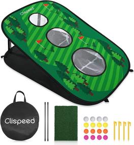 img 4 attached to 🏌️ CLISPEED Golf Mat Chipping Net - Collapsible 3 Hole Cornhole Game Set for Adults & Kids Summer Backyard Lawn Outdoor Activities (Style 2) - Portable and SEO-Optimized