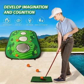 img 1 attached to 🏌️ CLISPEED Golf Mat Chipping Net - Collapsible 3 Hole Cornhole Game Set for Adults & Kids Summer Backyard Lawn Outdoor Activities (Style 2) - Portable and SEO-Optimized