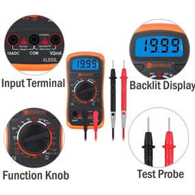 img 1 attached to Neoteck Pocket Manual Ranging Digital Multimeter: Versatile Test Leads Set, Backlight LCD, NPN PNP Transistor Diodes, Audible Continuity Tester - Orange Case