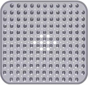 img 4 attached to Yolife Square Shower Mat for Bathtub, 21 x 21 Inches Non-Slip Bath Tub Mats with Large Suction Cups, Drain Holes, BPA-Free, Latex-Free, Machine Washable (Grey)