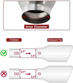 img 2 attached to 🚗 Upower 2PCS 2.5 Inch Inlet 4 Inch Outlet Diesel Exhaust Tip, 2.5" to 4" Tailpipe, 5" Long, Double Wall Stainless Steel Weld-On Round Slant Tailpipe Tips, 2.5" x 4" x 5" - SEO-optimized version