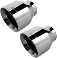🚗 upower 2pcs 2.5 inch inlet 4 inch outlet diesel exhaust tip, 2.5" to 4" tailpipe, 5" long, double wall stainless steel weld-on round slant tailpipe tips, 2.5" x 4" x 5" - seo-optimized version logo