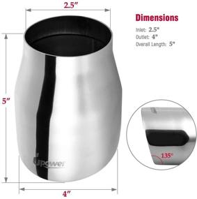 img 1 attached to 🚗 Upower 2PCS 2.5 Inch Inlet 4 Inch Outlet Diesel Exhaust Tip, 2.5" to 4" Tailpipe, 5" Long, Double Wall Stainless Steel Weld-On Round Slant Tailpipe Tips, 2.5" x 4" x 5" - SEO-optimized version