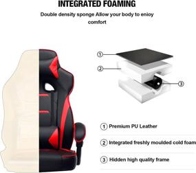 img 1 attached to 🎮 Red Luckracer Gaming Chair with Footrest: Adjustable Swivel Lumbar Support Reclining Ergonomic Gamers Chair in PU Leather for Office Desk