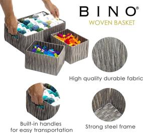 img 3 attached to BINO 3 Pack Woven Resin Basket Organizer - Efficient Shelf Organization with Convenient Carry Handles - Stylish Dark Grey Design