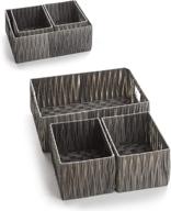 bino 3 pack woven resin basket organizer - efficient shelf organization with convenient carry handles - stylish dark grey design logo