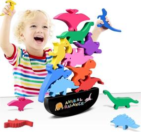 img 4 attached to 🦕 Kids Building Toys: Wooden Stacking Dinosaur Toys