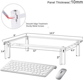 img 3 attached to 2-пакет держателей для монитора из прозрачного акрила AQUIVER - 10 мм толщиной с эргономичным поднятием для рабочего стола - 14,5''(Д) x 9''(Ш) x 3,4''(В) - для ноутбука, ПК, ноутбука, принтера, компьютера, жидкокристаллического телевизора.