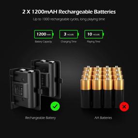 img 3 attached to 🎮 YCCTEAM Xbox One Controller Battery Pack: 2pcs 1200mAh Rechargeable Kit for Xbox One S/X/Elite with 2-in-1 USB Charging Cable