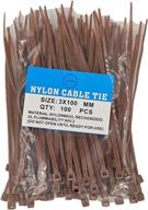 syd chen 4 inch brown tan zip ties (100 pieces) - strong and durable 18lb nylon cable wire ties logo