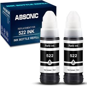 img 4 attached to 🖨️ Absonic Compatible Dye Ink Bottle Replacement - 2 Black, 2-Pack for ET-2720 ET-4700 Printers (Refill 522 T522 T522120)