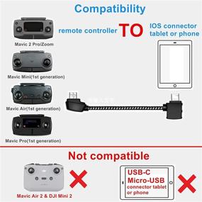 img 3 attached to Hanatora Микро AB to iOS 8.14-дюймовый кабель для дистанционного управления DJI Mavic Mini, Mini SE, Mavic 2 Pro Zoom/Mavic Air/Mavic Pro Platinum - высококачественный кабель из плетеного нейлона с разъемом iOS для передачи данных.