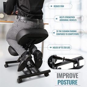 img 3 attached to Enhance Posture and Relieve Neck Pain with our Ergonomic Kneeling 🪑 Chair - Comfortable Seating, Thick Cushion, and Flexible Adjustment for Home Office