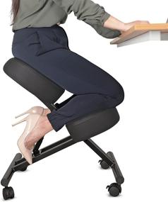 img 4 attached to Enhance Posture and Relieve Neck Pain with our Ergonomic Kneeling 🪑 Chair - Comfortable Seating, Thick Cushion, and Flexible Adjustment for Home Office