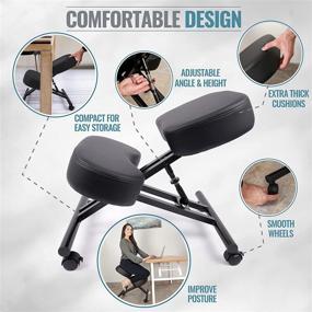 img 1 attached to Enhance Posture and Relieve Neck Pain with our Ergonomic Kneeling 🪑 Chair - Comfortable Seating, Thick Cushion, and Flexible Adjustment for Home Office