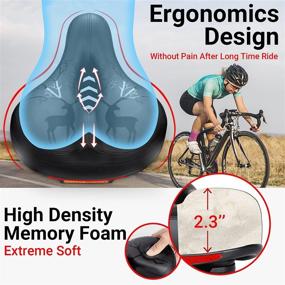 img 3 attached to 🚲 HOPE Comfort Bike Seat - Wide Bicycle Seat with High-Density Foam Padding, Dual Shockproof Ball Design Saddle - Fits Indoor Bike, Waterproof Saddle for Stationary Mountain & Exercise Bike