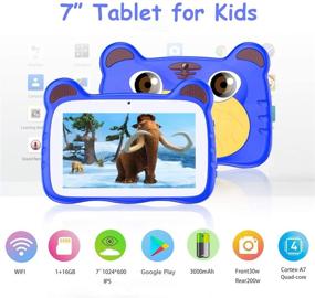 img 3 attached to 🔵 Планшет для детей на Android 10.0, 7 дюймов 1280x800 HD IPS экран с защитой для глаз, 1 ГБ ОЗУ + 16 ГБ ПЗУ, Wi-Fi, Bluetooth, двойная камера и родительский контроль, лучший подарок для мальчиков и девочек (синий)